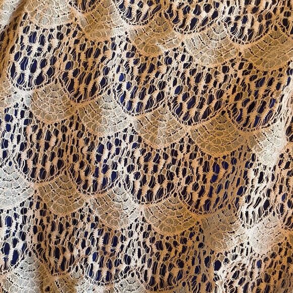 Eberjay Lace Crochet Tank Top Cami Women’s Size Medium Tan Blue Y2K Copped - Picture 3 of 4